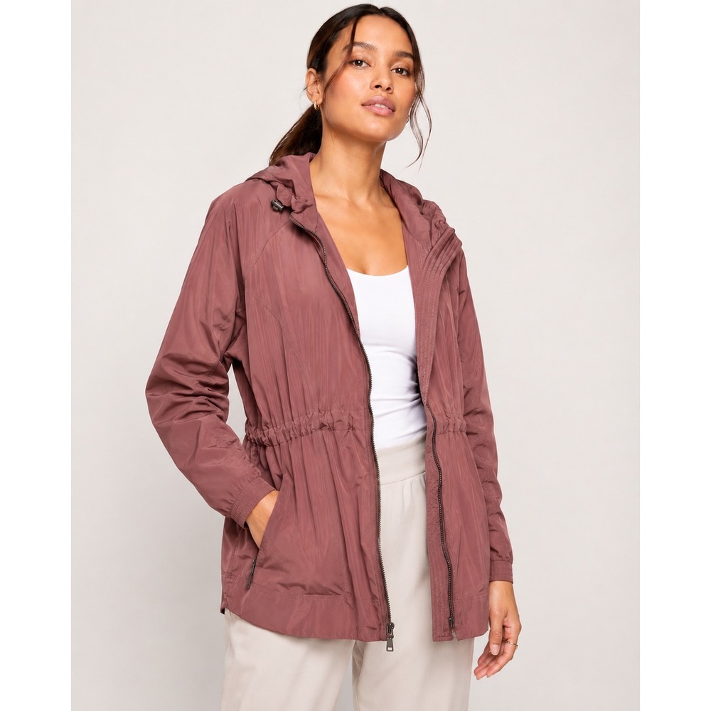 Athleta‎ 1X Hooded Windbreaker Jacket Gorpcore Coastal Utility Lightweight Mauve